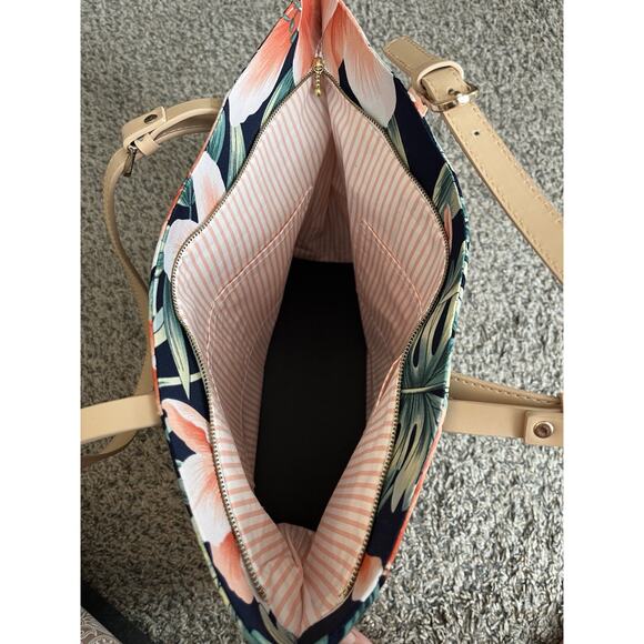 Hawaiian Floral Canvas Tote Bag Zipper Closure Hibiscus Flowers 💐 - Picture 7 of 11